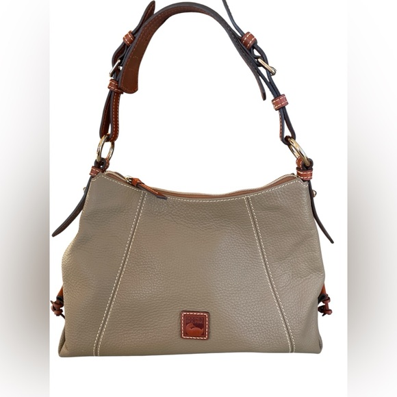 Dooney & Bourke Handbags - SOLD: Dooney & Bourke Pebble Grain Leather Hobo Shoulder Bag Taupe Grey Brown